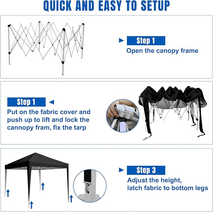Yesker 10x10 Pop Up Canopy Tent UPF 50+ Waterproof Outdoor Canopy Portable - Image 3