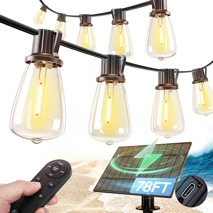 addlon 78FT Solar String Lights Outdoor, Waterproof Solar Powered Outside Lights by addlon