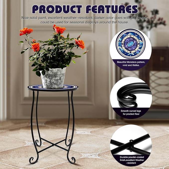 15 Inch Tall Outdoor Side Table, Metal Patio End Table - Image 6