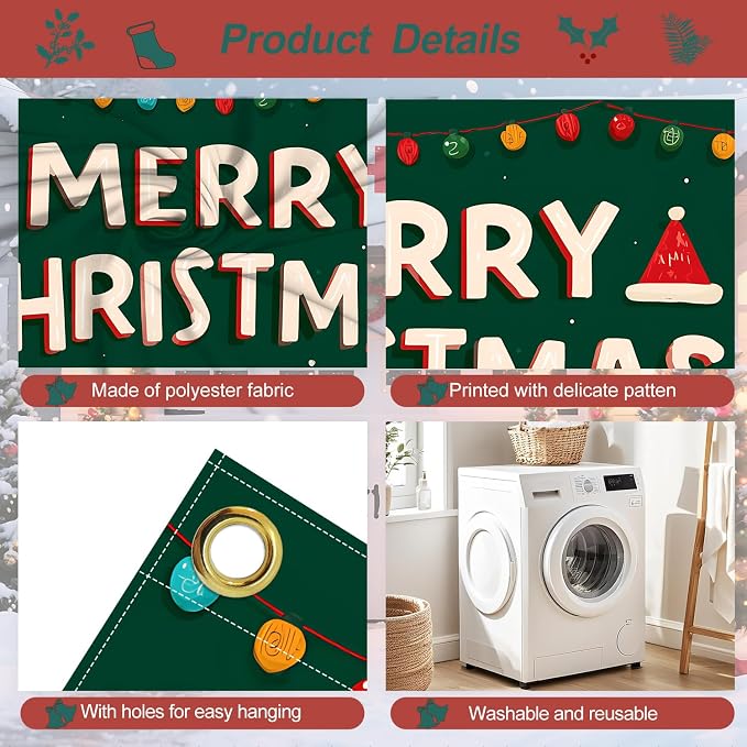 ANNA QUEEN Merry Christmas Gift & Tree Garage Door Banner 6 x 13FT, Holiday - Image 4