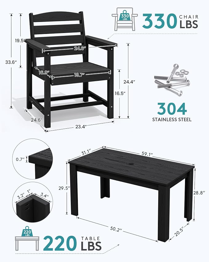 SERWALL HDPE Dining Set for 4, Outdoor Dining Sets for 4 Person - Image 2