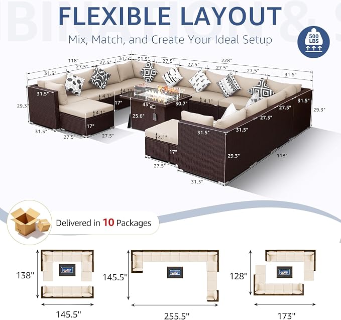 NICESOUL 15 Piece Outdoor Sectional - Image 6