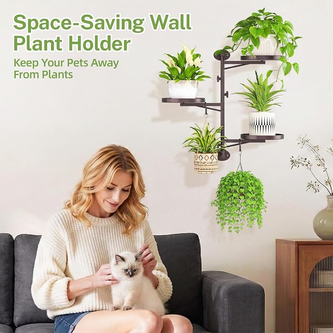 iDavosic.ly Rotating Window Plant Shelves, 3-Tier Metal Wall Stand - Image 7