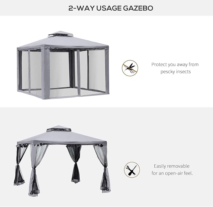 Outsunny 9.6' x 9.6' Patio Gazebo, Outdoor Canopy Shelter - Image 3