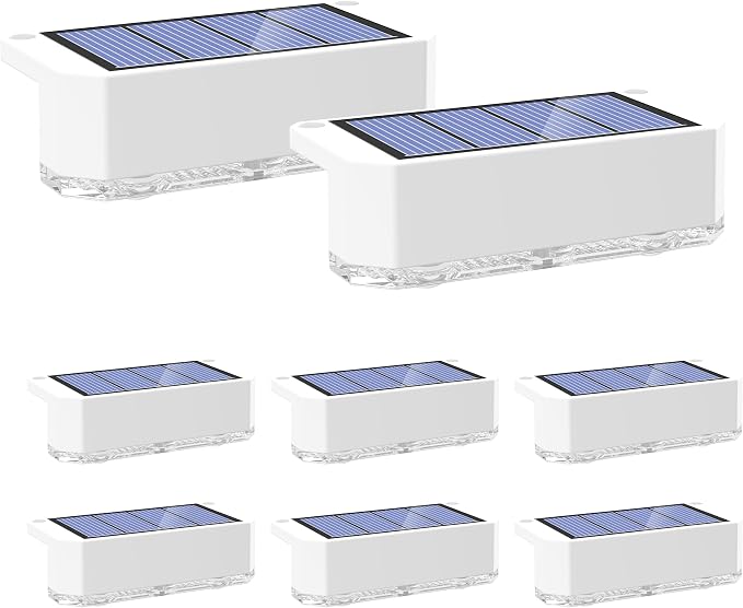 Peasur Solar Fence Lights Outdoor, 8 Pack Step Light Solar Powered, Waterproof by Peasur