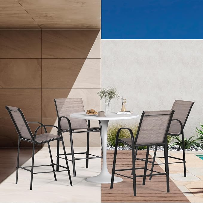 HOMREST Patio Bar Set of 4, Outdoor Bar Height Stools - Image 2