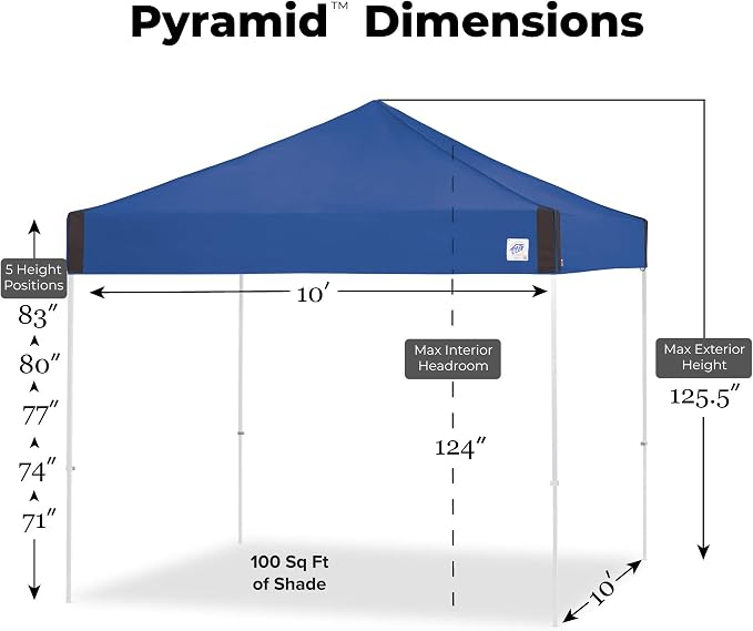 E-Z UP Pyramid Instant Shelter Canopy Pop Up Tent, Royal Blue - Image 3