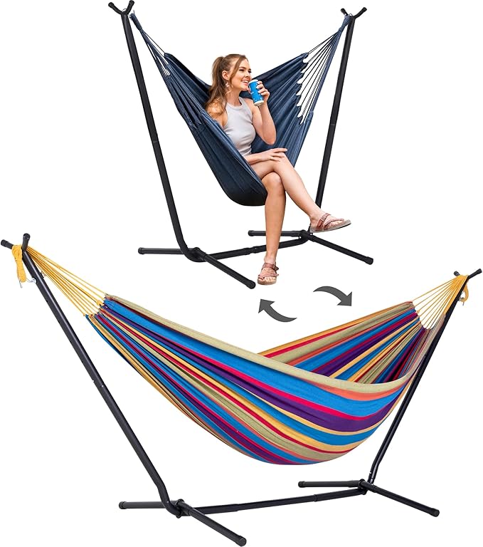 SUNCREAT 2-in-1 Convertible Backyard Fabric Hammock by SUNCREAT
