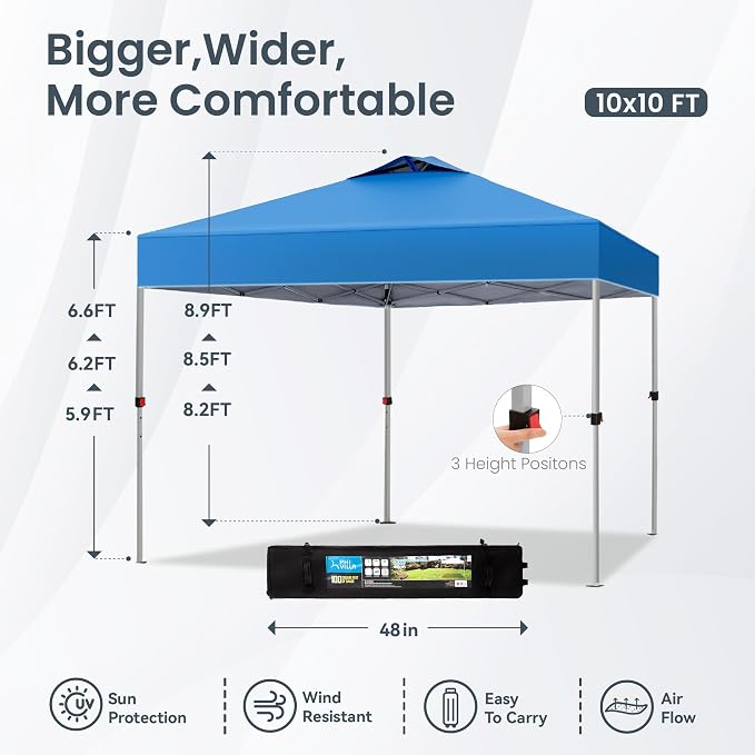 PHI VILLA 10x10 Pop Up Canopy Tent Easy Outdoor Sun Shade - Image 5