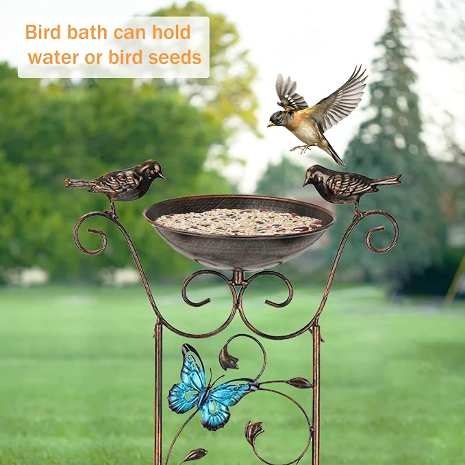 LEWIS&WAYNE Garden Trellis Bird Bath Outdoor, 40 Inch Antique Iron Garden Plant - Image 5