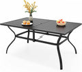 PHI VILLA Outdoor Dining Table for 6, All-Weather Large Furniture for Patio by PHIVILLAThepioneerofcomfortablehouseholdsupplies