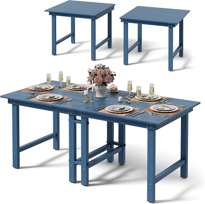 Anbuy Patio HDPE Dining Table Sets, Removable 2-in-1 Outdoor Patio Table by Anbuy