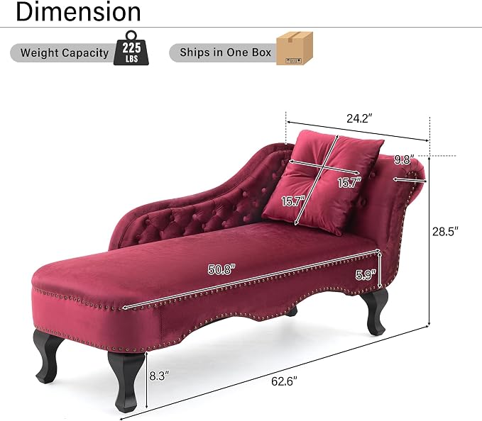 Merax 62'' Velvet Chaise Lounge Indoor - Image 2