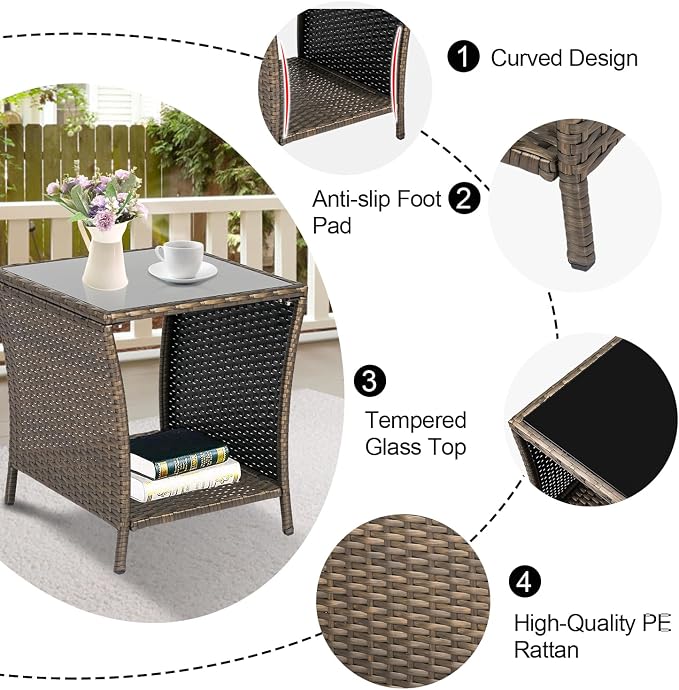 Kinfant Rattan Patio Side Table - Image 4