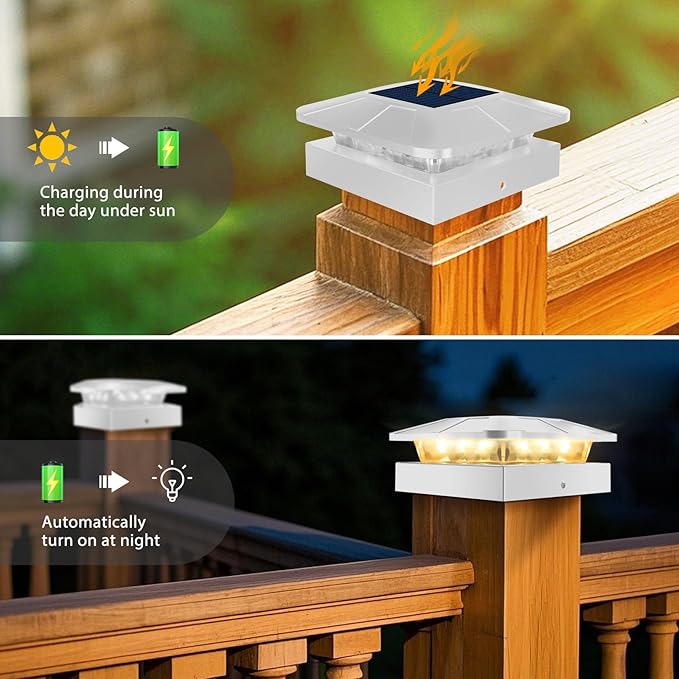 Peasur 4x4IN Solar Post Cap Lights Outdoor - Image 6