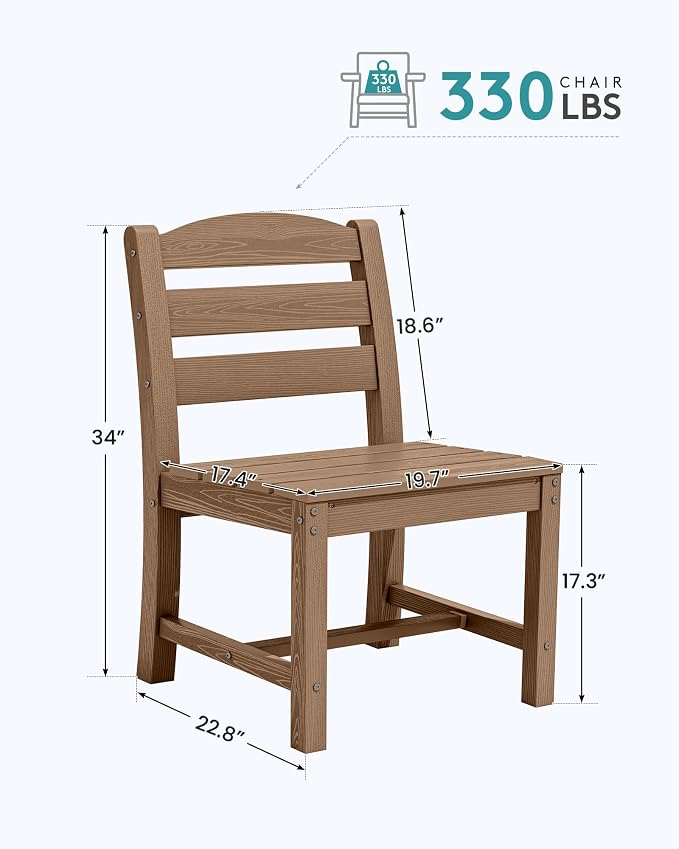 SERWALL Outdoor Dining Chairs Set of 4, All-Weather HDPE Patio Chair - Image 2