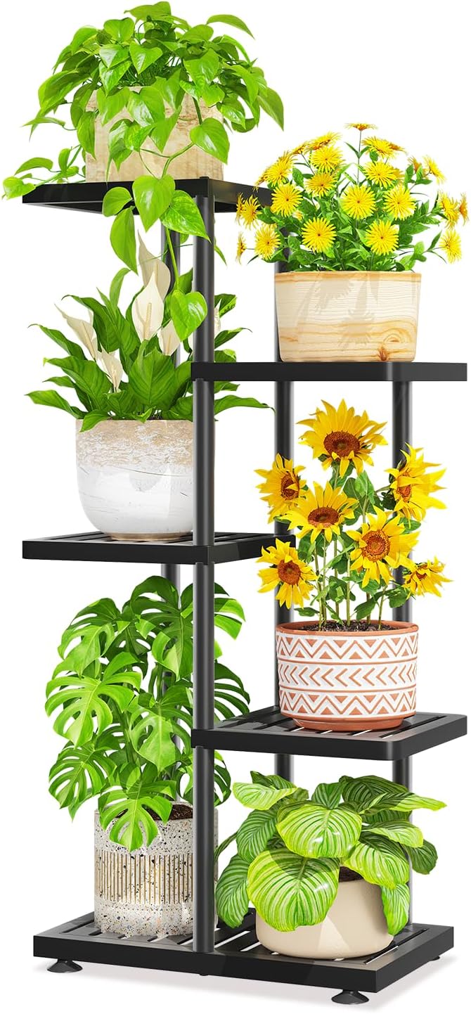 LASZOLA 4 Tier Plant Stand Indoors Outdoors by LASZOLA