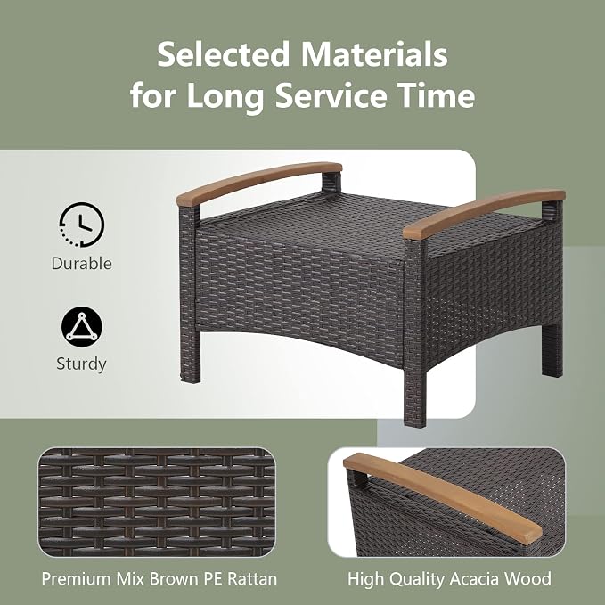 RELAX4LIFE Outdoor Wicker Ottomans - Image 5