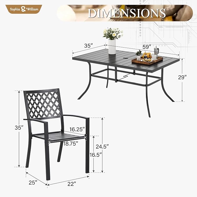 Sophia & William Patio Table and Chairs Set, Outdoor Dining Set - Image 7