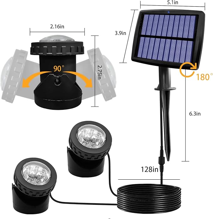AVEKI Solar Pond Spotlights, 12 LED Solar Underwater Lights - Image 5