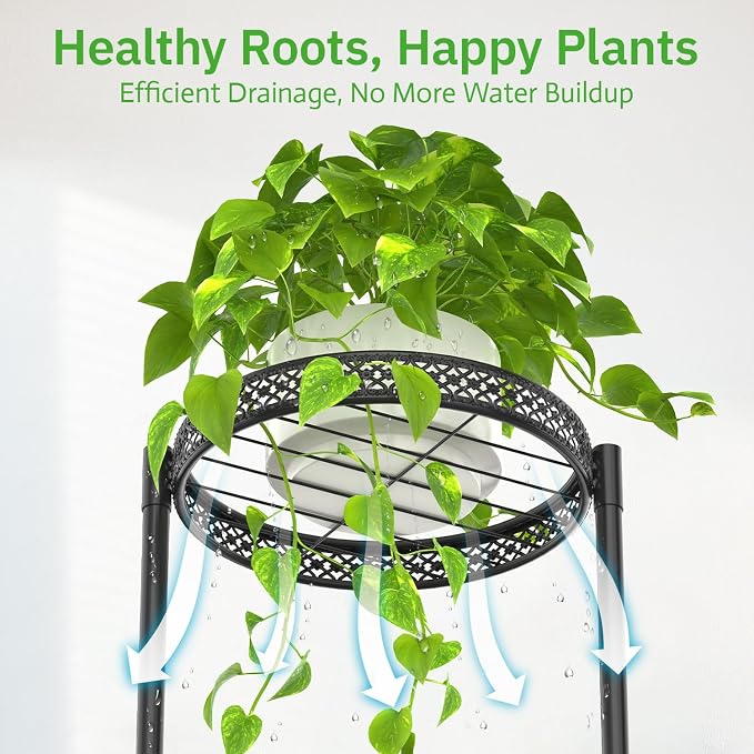 4 Tier Plant Stand Indoor Outdoor, Metal Flower Pot Shelf Holder Clearance - Image 2