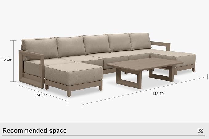 PURPLE LEAF Patio Furniture Set U-Shaped Outdoor Couch - Image 9