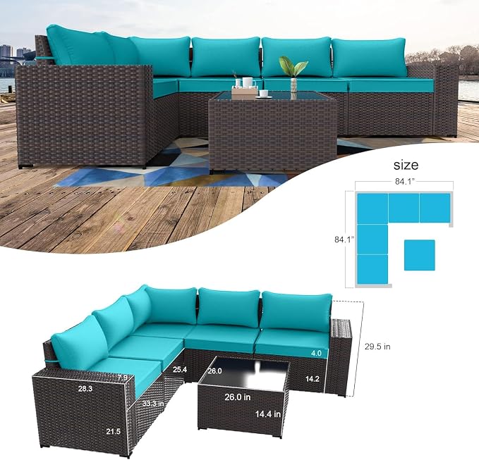 Kullavik 12 Pieces Outdoor Patio Furniture Set PE Wicker Rattan Sectional Sofa - Image 6