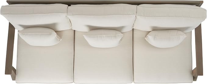 SAFAVIEH Outdoor Couture Collection Martinique Light Grey/Beige Solid Wood - Image 7