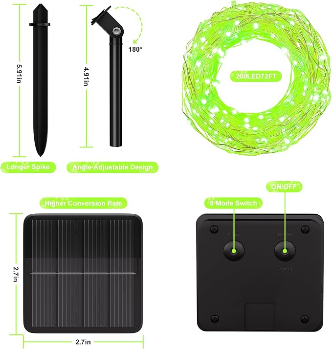 Solar String Lights for Outside, 72Ft 200 LED Solar Fairy Lights - Image 4