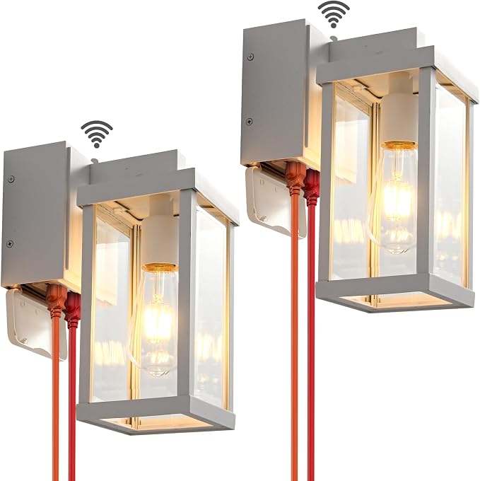 Dusk to Dawn Porch Lights with GFCI Outlets Waterproof Outdoor Wall Lights by JOKAONOTL