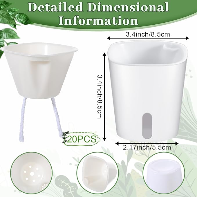 SHENLIU 3" Self Watering Pots, 20 Sets Plastic Self Watering Planters - Image 2