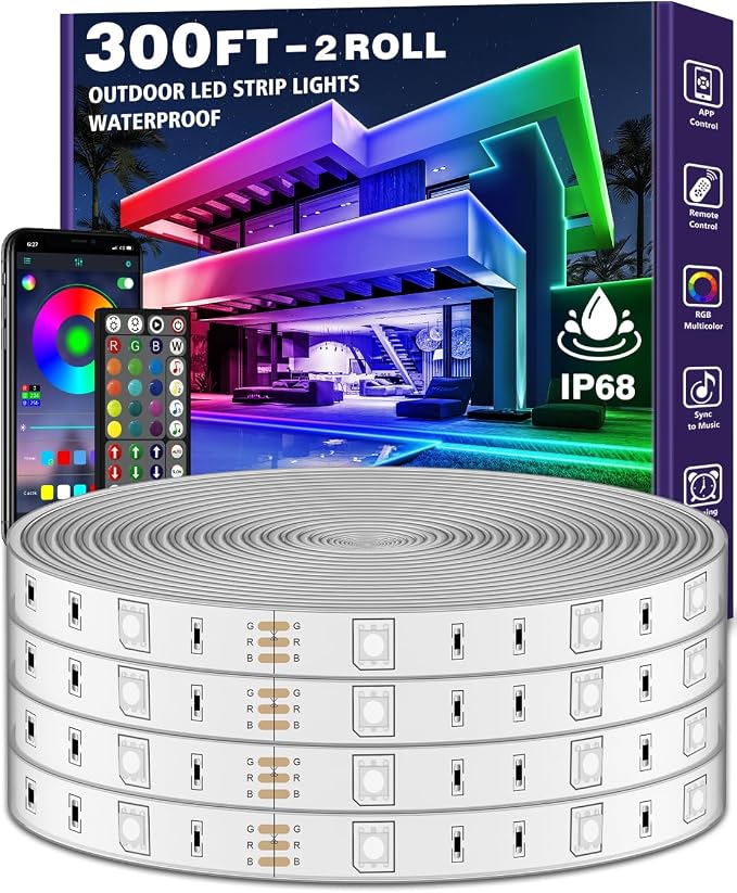 Outdoor LED Strip Lights Waterproof, IP68 Outside Led Light Strips Waterproof by AILBTON