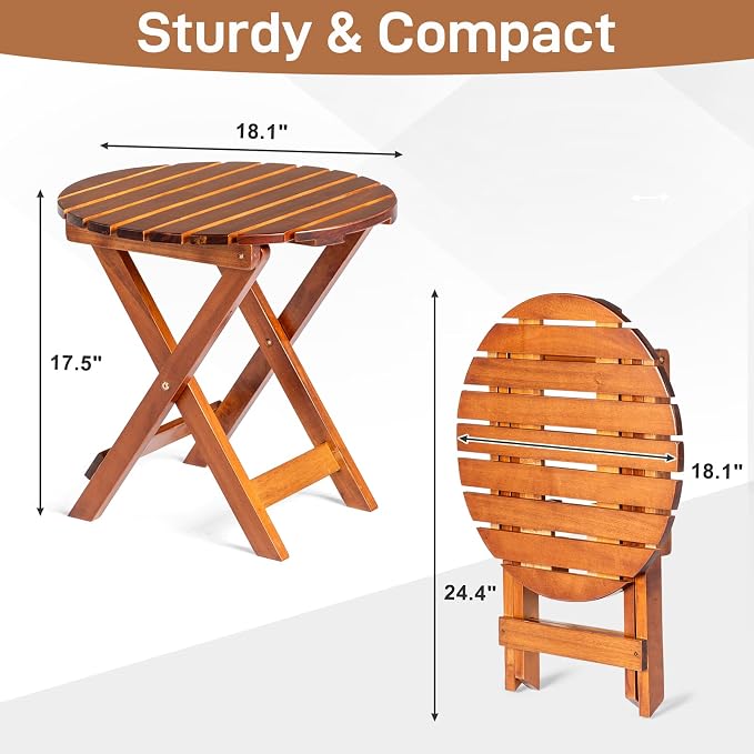 Outvita Wood Folding Side Table, Portable & Lightweight Compact Wooden Side - Image 3