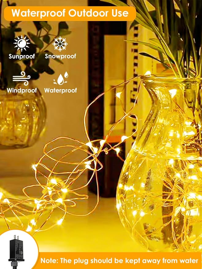 66Ft 200 LED Fairy Lights Plug in, Waterproof String Lights Outdoor & Indoor 8 - Image 2