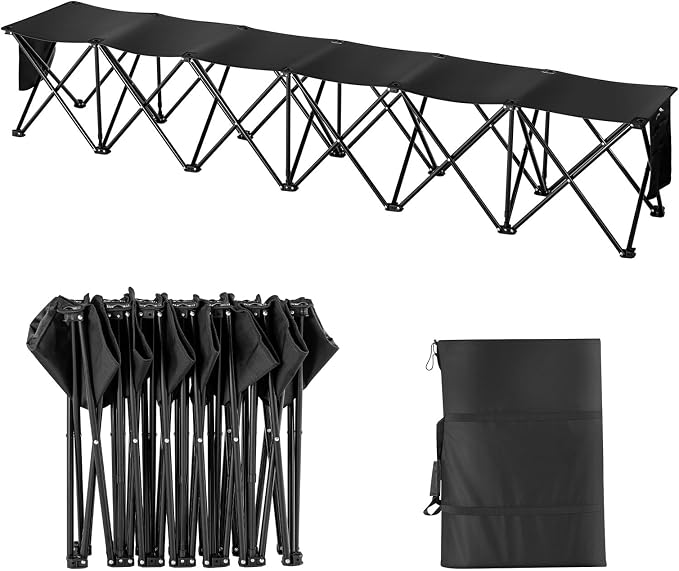 VEVOR Portable Folding Bench, 6 Seats Foldable Sideline Bench, Outdoor Camping by VEVOR