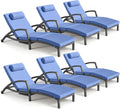 Chaise Lounge Chairs Outdoor Set of 6, Comfy Outside Wicker Patio Pool Lounge by ZZWHOM