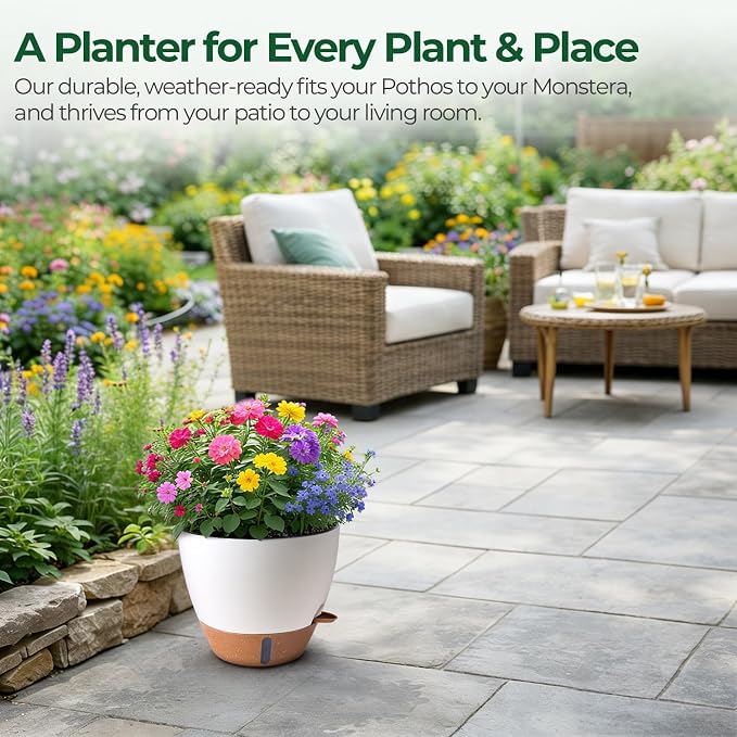 2 Pack 10 Inch Self Watering Pots - Image 9