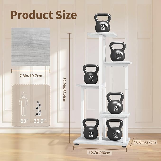 LASZOLA White 5 Tiered Wood Plant Stand Indoor - Image 2