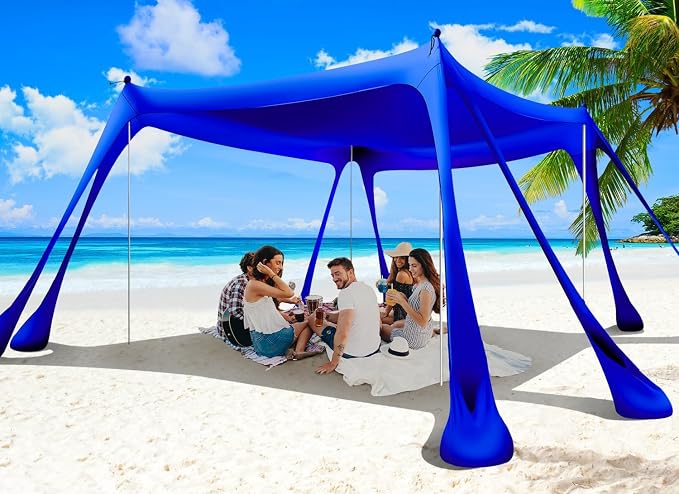 Beach Tent Sun Shelter 10x10ft Beach Canopy Easy Pop Up Sun Shade Portable by Wabolay