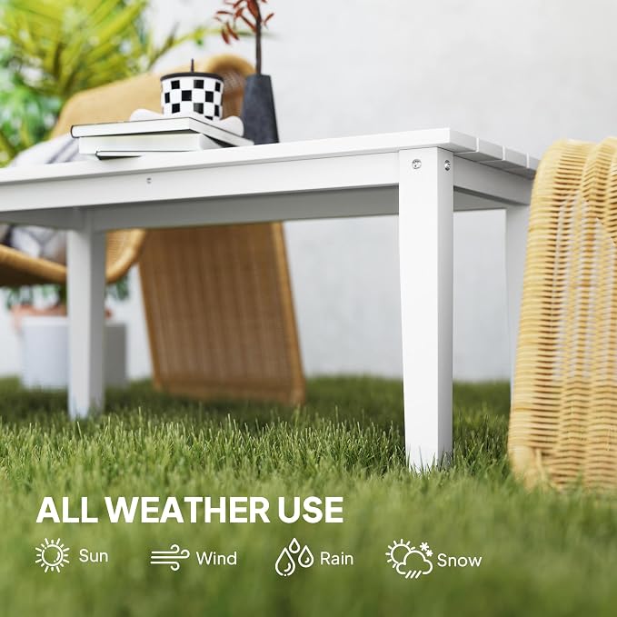Outsunny HDPE Outdoor Coffee Table, All-Weather Rectangle Patio Coffee Table - Image 6