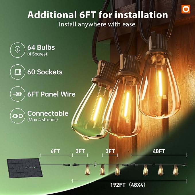 addlon 198FT Solar String Lights Outdoor - Image 6