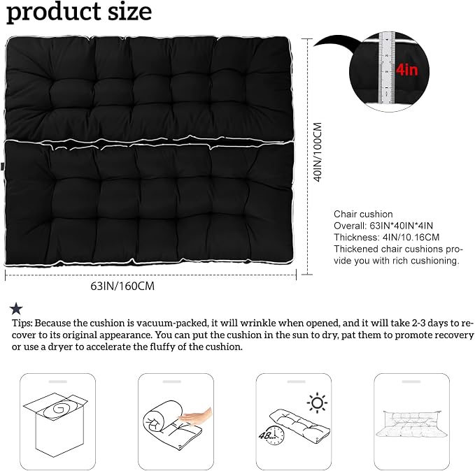 Outside Benches Cushion with Backrest, Thicken Waterproof Swing Cushions 2/3 - Image 5