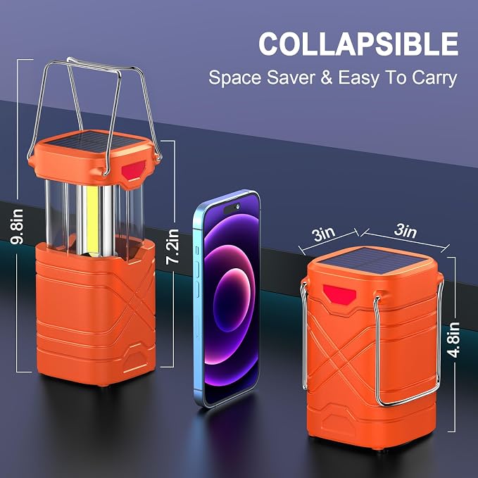 LETMY 4 Pack Camping Lantern, Rechargeable LED Lanterns, Solar Lantern Battery - Image 4