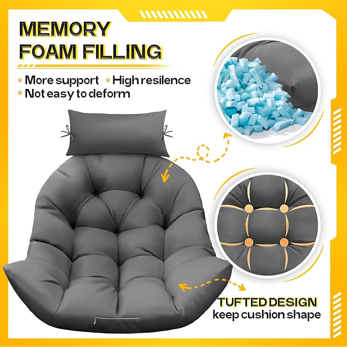 MAGIC ELEPHANT Egg Chair Cushion, Memory Foam Hanging Egg Chair Cushion - Image 2