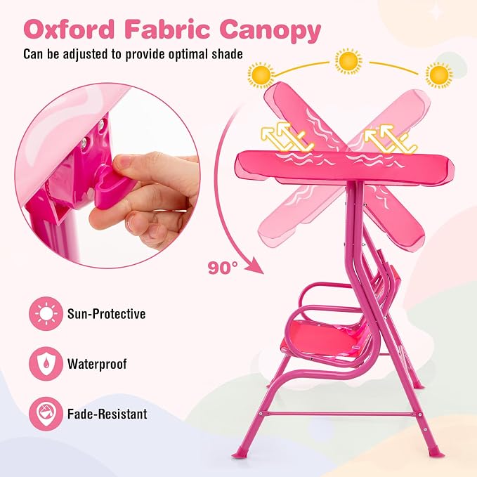 HONEY JOY Kids Patio Swing, 2-Seater Outdoor Porch Swing Lounge Chair, - Image 2