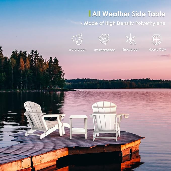 GREENVINES Adirondack-Outdoor-Side-Table | Set of 2 | 14 x 13 Inches | HDPE - Image 6