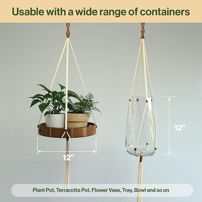 Macrame Plant Hanger Polyester Rope 42 Inch Outdoor Indoor Adjustable Hanging - Image 9