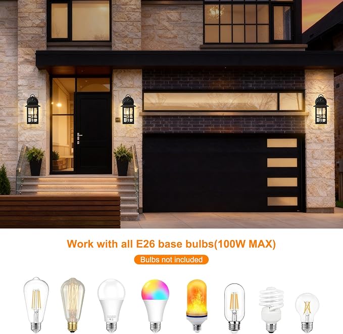 OKELI 2-Pack Dusk to Dawn Exterior Lighting Fixture, Farmhouse Outdoor Wall - Image 6