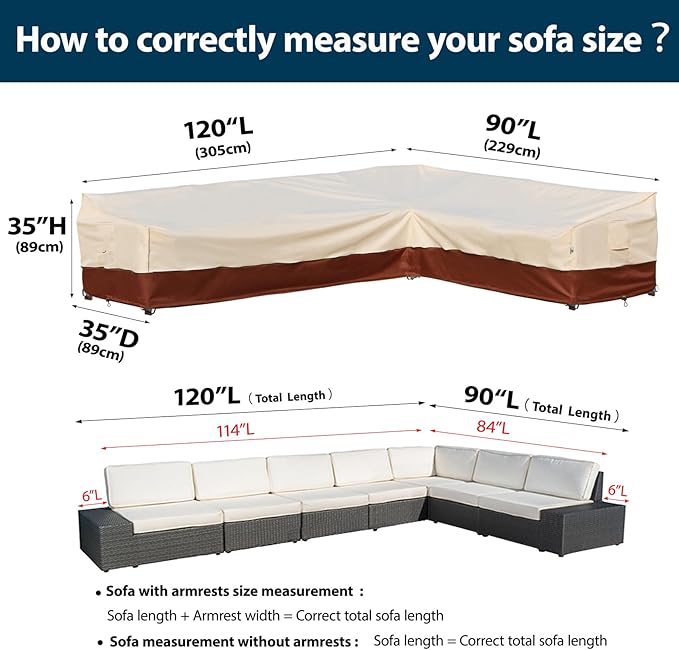 Outdoor Sectional Cover Patio Furniture Covers Waterproof Rip-Stop Anti-UV 600D - Image 2