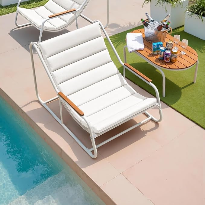 Devoko 3-Piece Patio Furniture Set 2 All-Weather Teslin Chaise Lounge Chairs - Image 6